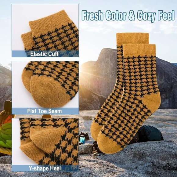Women Winter Warm Socks for Ladies Cozy Crew Socks 6 Pairs - 13038/Mix Grids - Picture 3 of 5